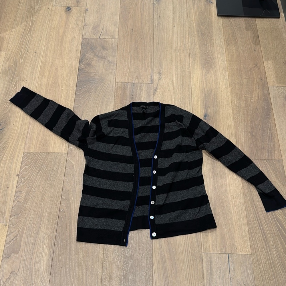 Striped Black and Gray Women's Cardigan